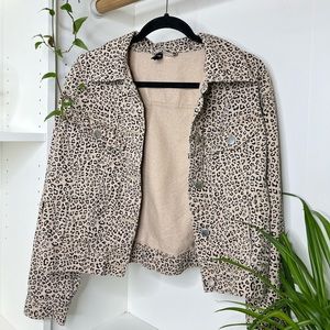 H&M cheetah print denim jacket